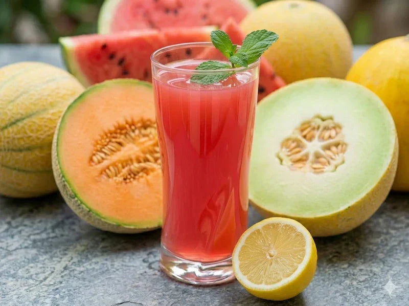 Hydrating Cold Pressed Watermelon Juice with Cantaloupe & Honeydew