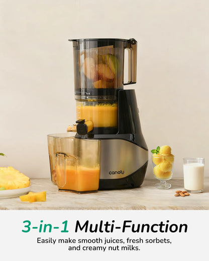 Canoly C09 slow juicer for frozen fruit, sorbet maker, stainless steel