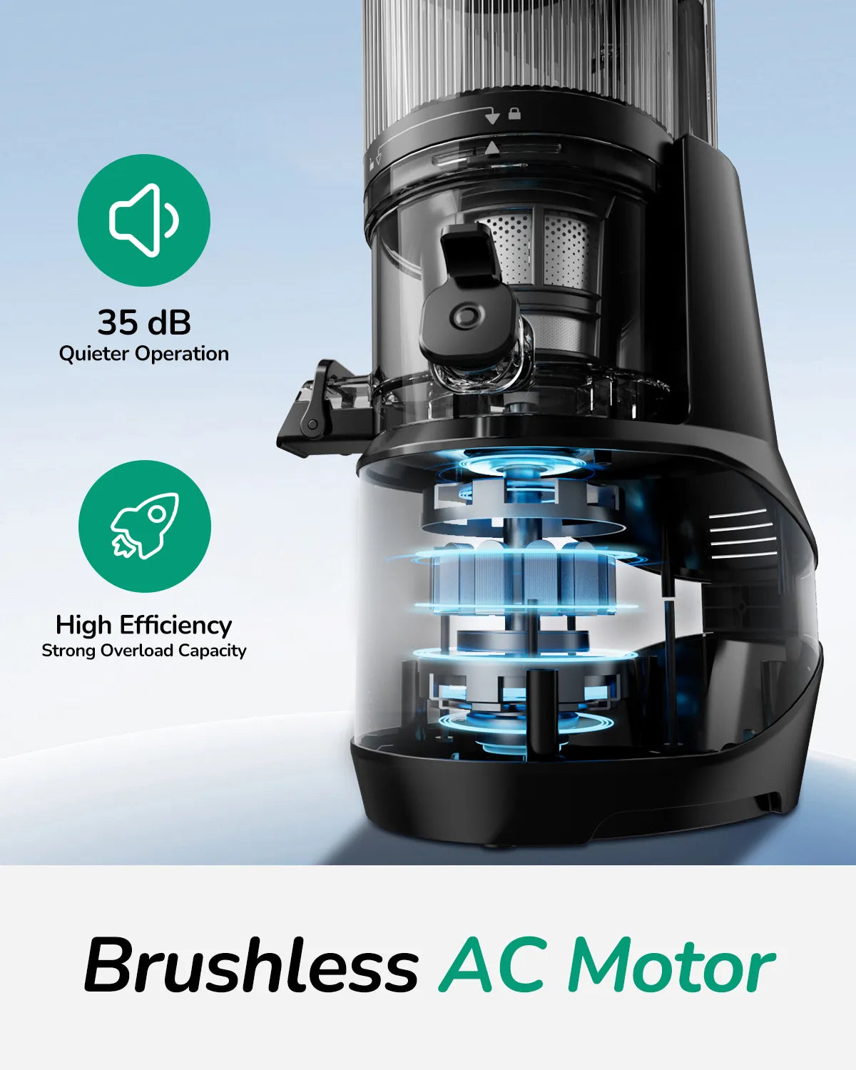 Canoly c09 cold press juicer high quality motor close up